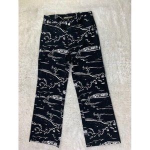 Guess Size 26 Womens Pants Low Rise Black White Print Stretch Crop
